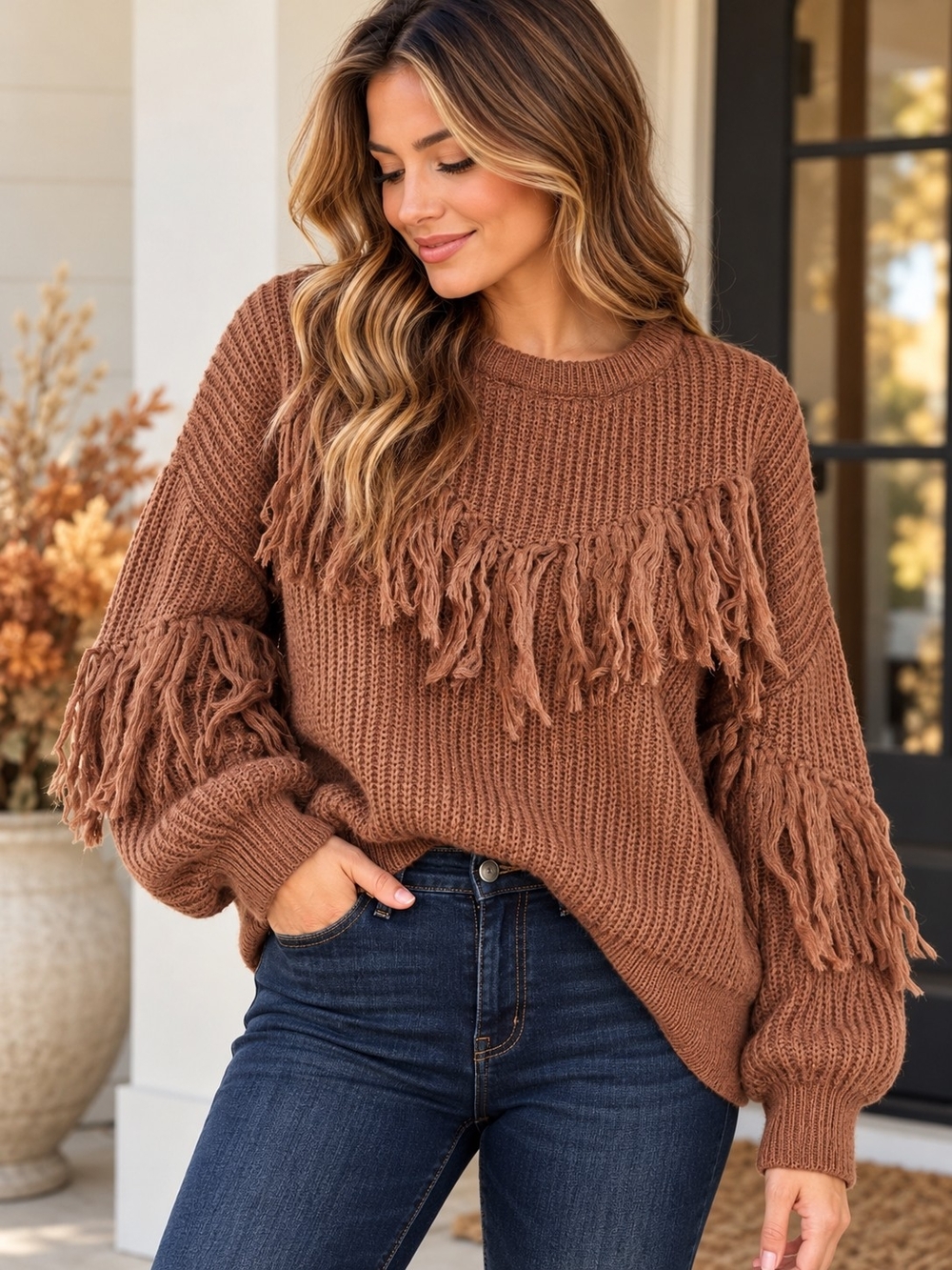 Bishop + Young Glam Slam Fringe Sweater Small Twilight Wool Mohair NWT